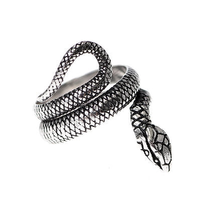 Silver rattlesnake ring