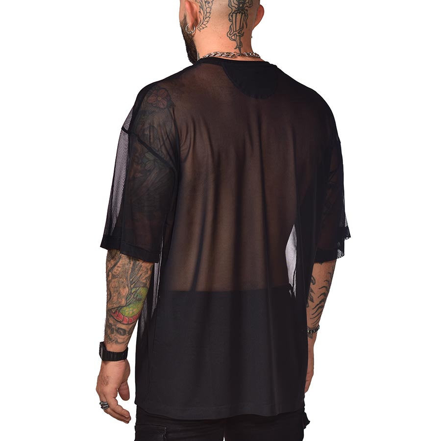 Black transparent oversized boxy fit t-shirt
