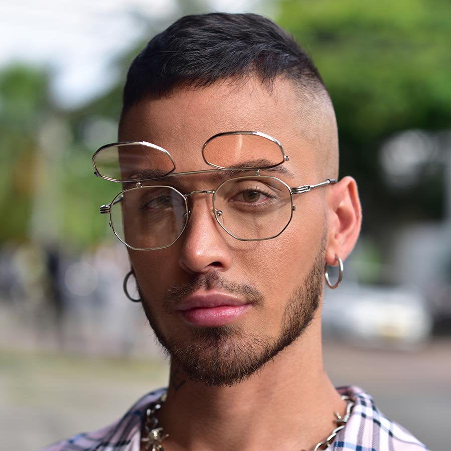 Retro flip-up clear glasses
