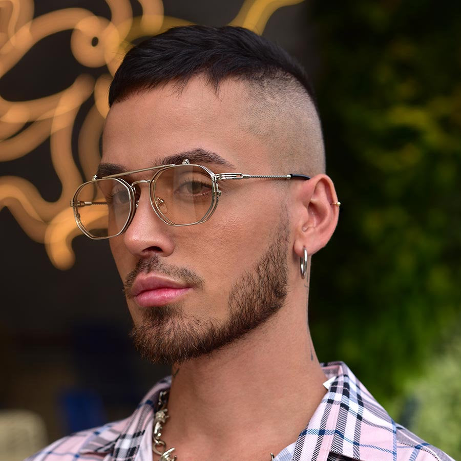 Retro flip-up clear glasses