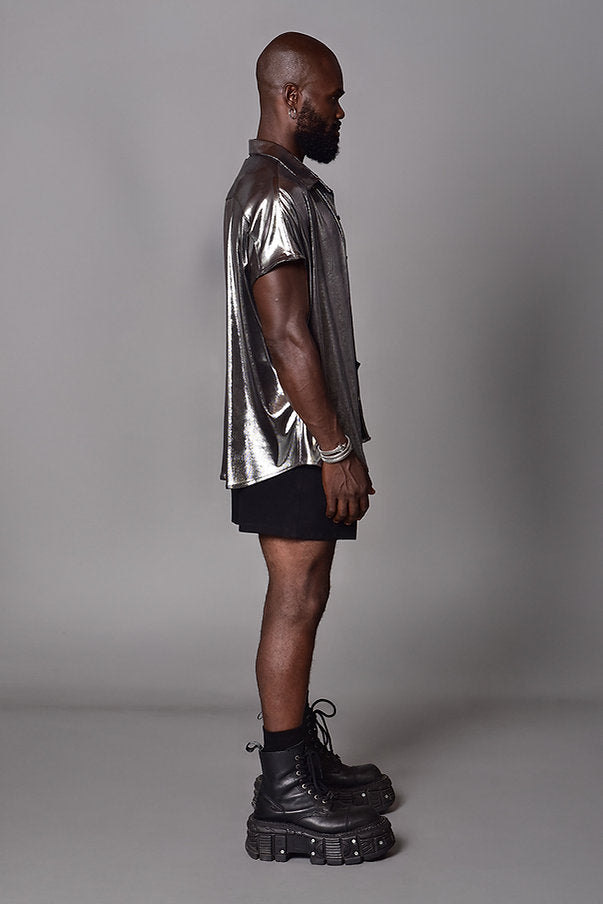 Black mini baggy press-on shorts