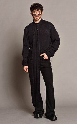 Black corduroy flared pants