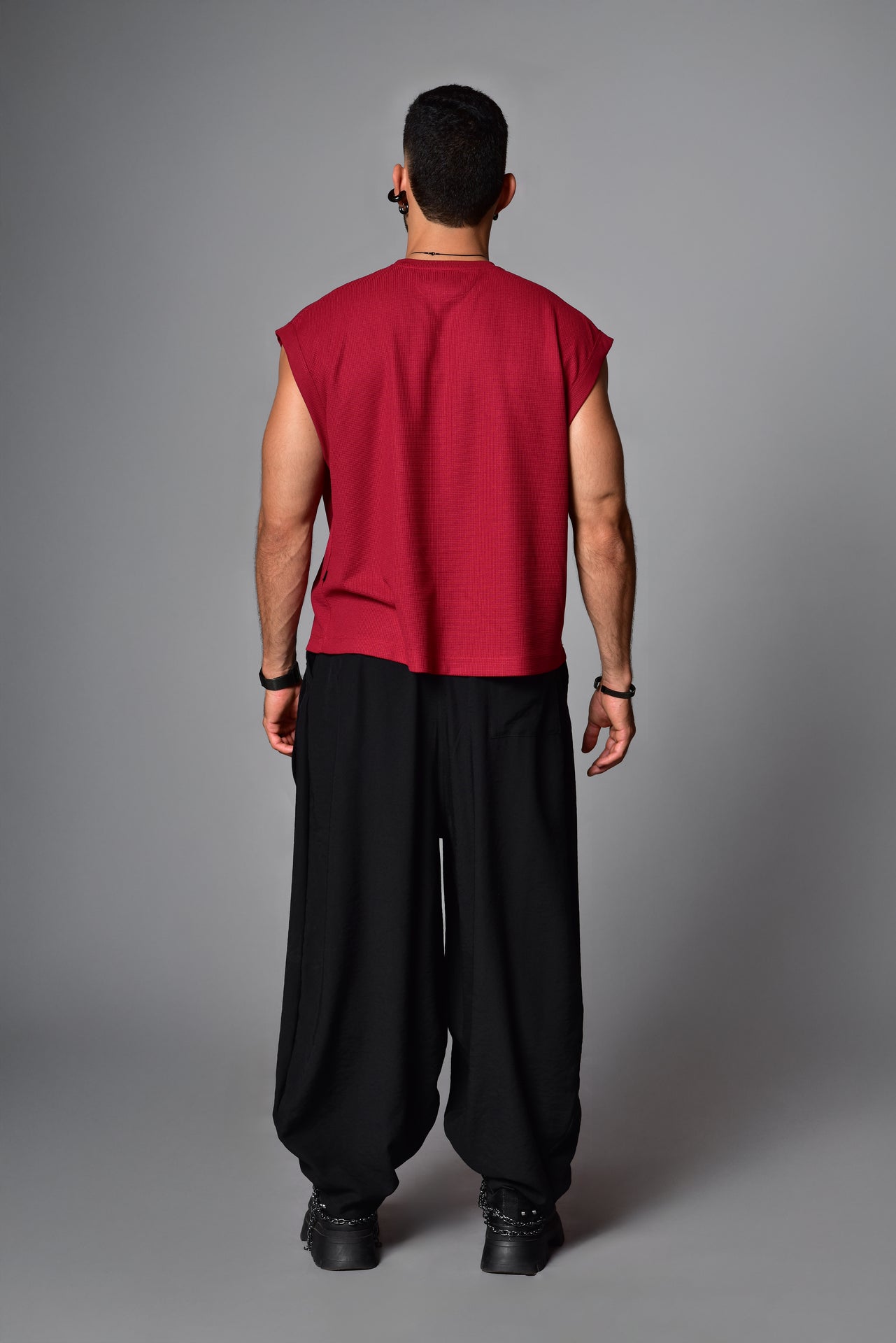 Burgundy triad sleeve t-shirt