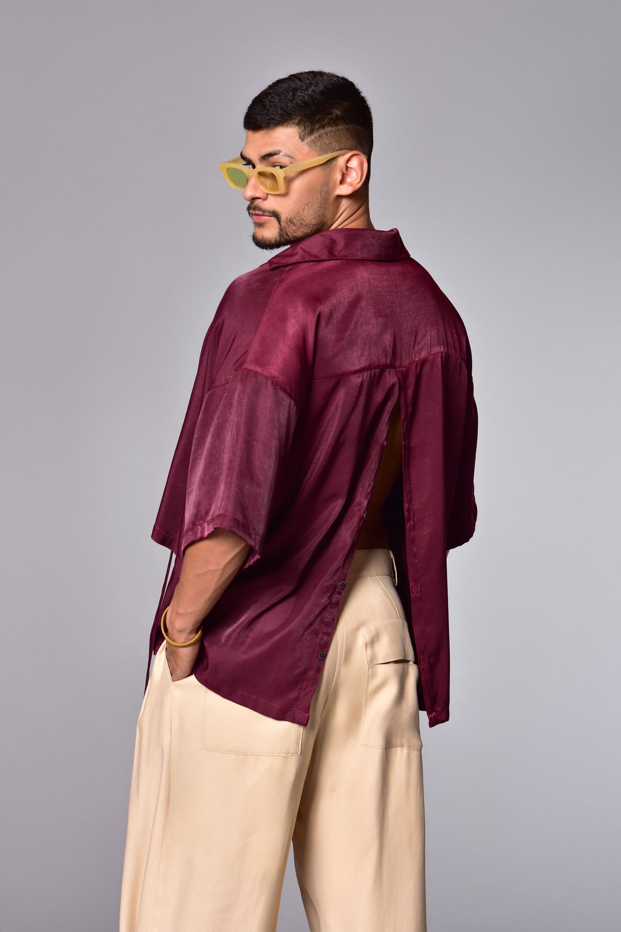 Burgundy Boxy Fit crop top shirt