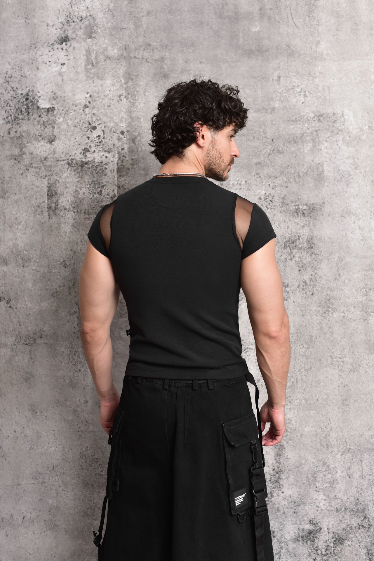 Baby tee black mesh T-shirt