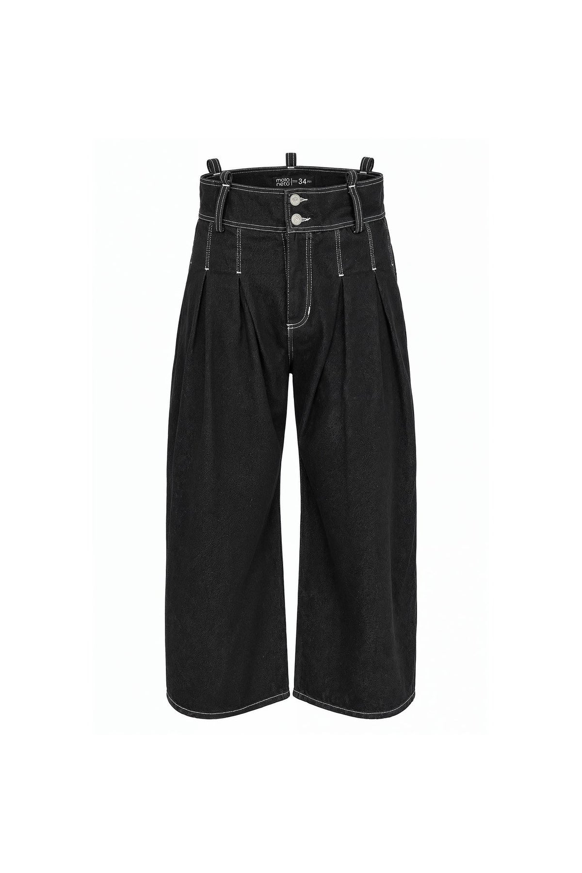 Pantalon baggy denim crudo con prenses