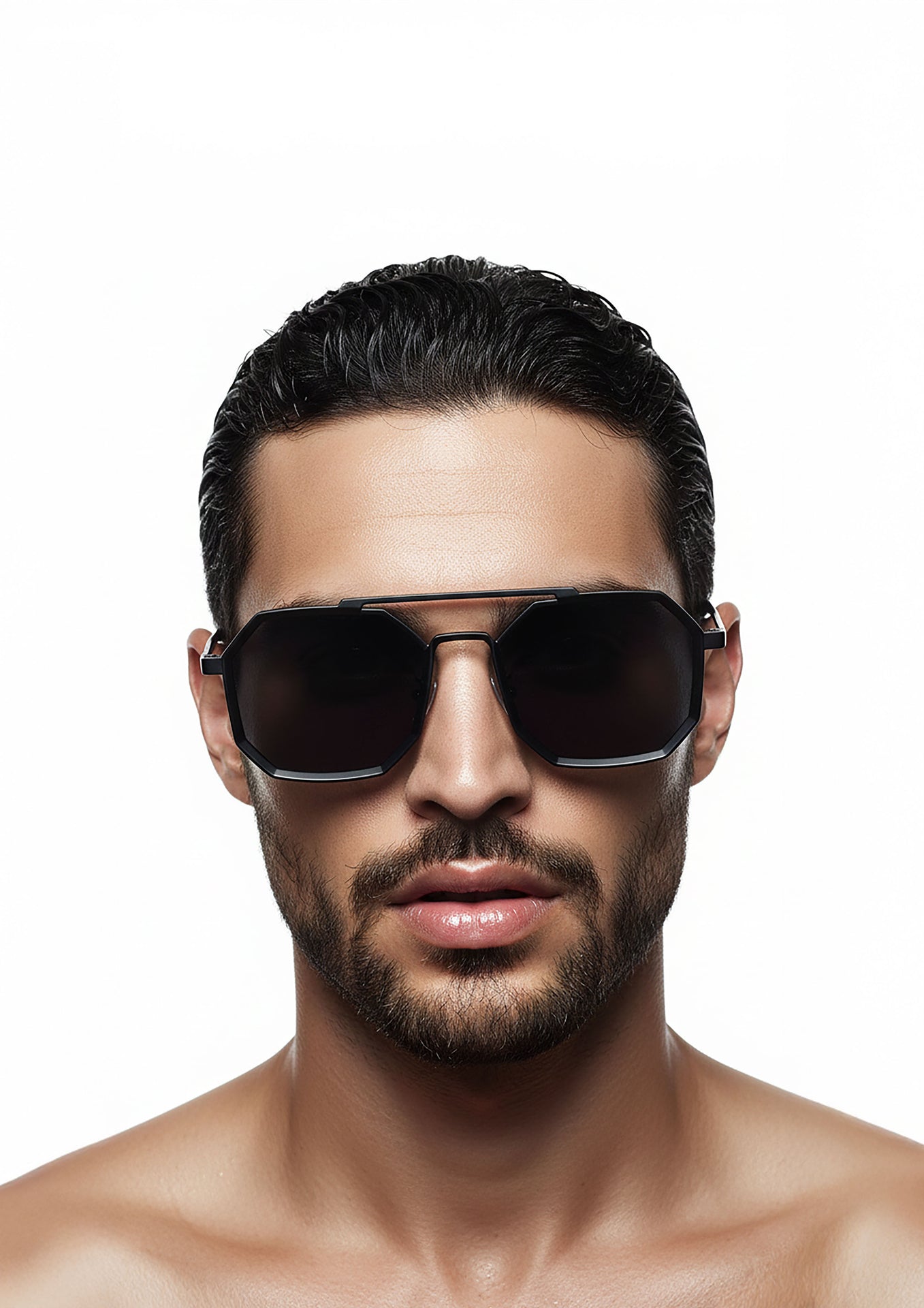 Hexagonal black glasses