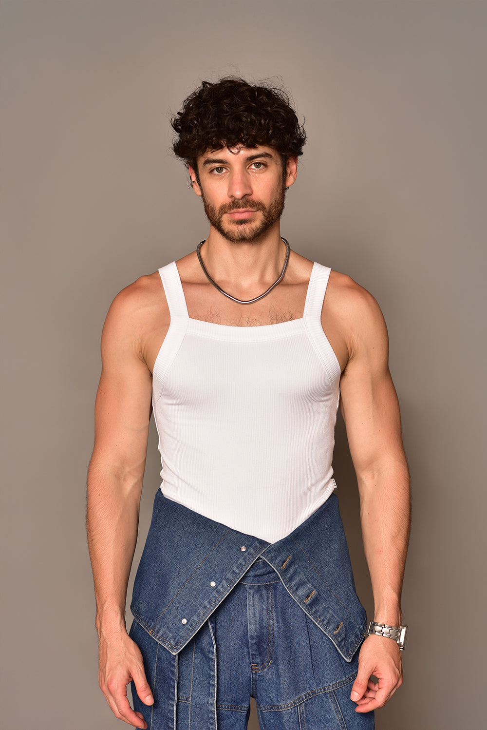 White Tank top rib
