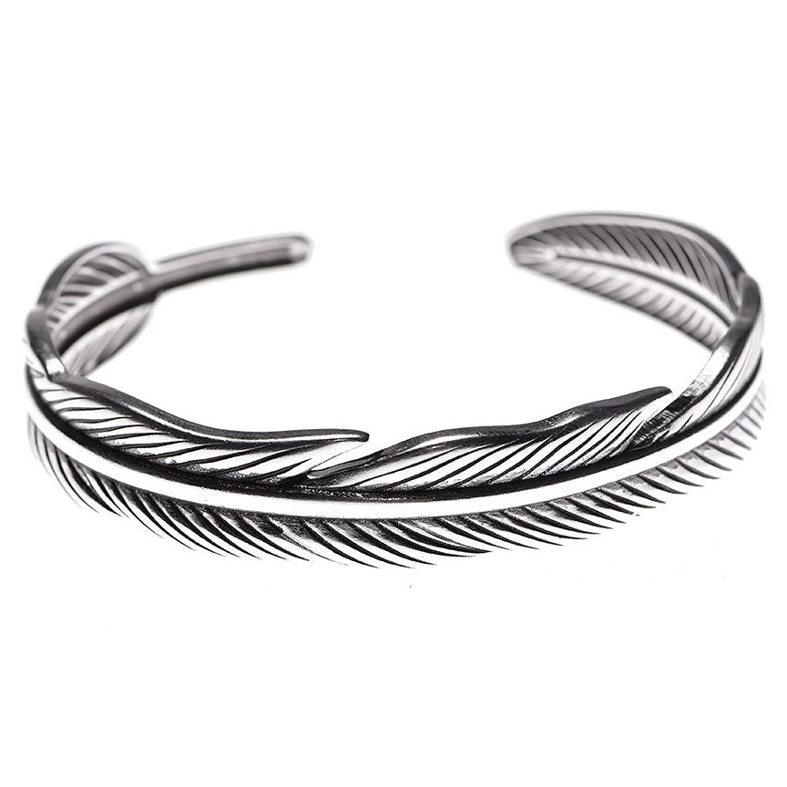 Feather bangle silver