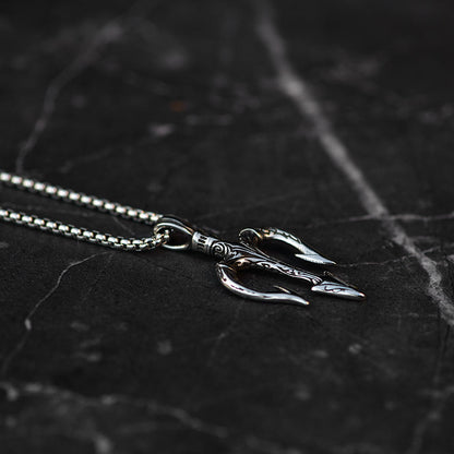 Silver trident necklace 60cm