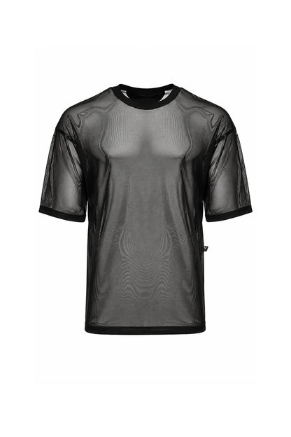 Camiseta negra transparente de corte cuadrado y ajuste extragrande