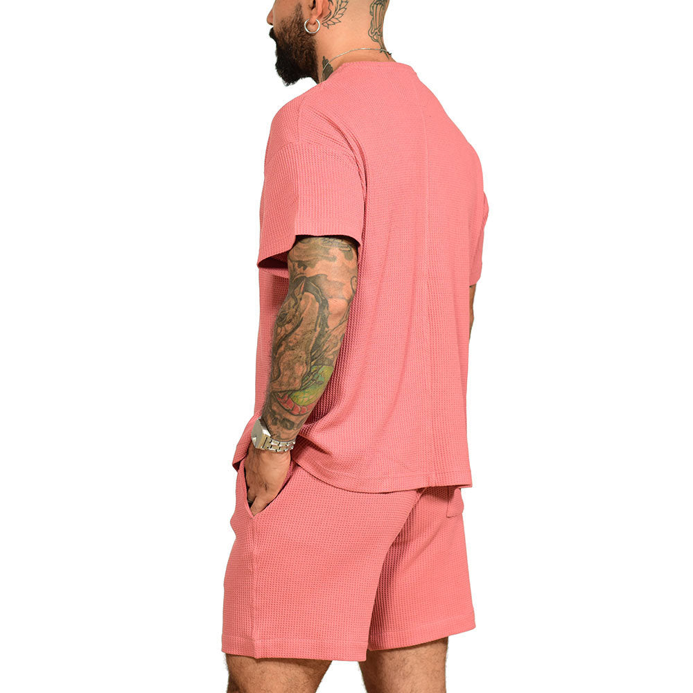 Two-piece fighter t-shirt and flannel shorts set