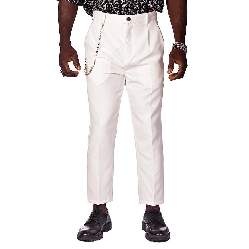 Baggy pants with ivory white presses