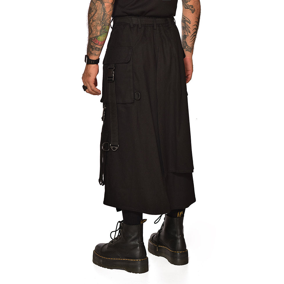 Black cargo techwear skirt