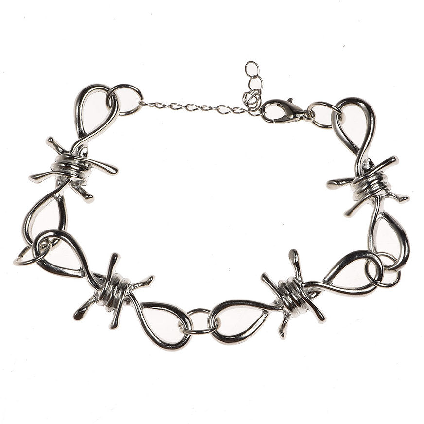 Silver alloy barbs bracelet