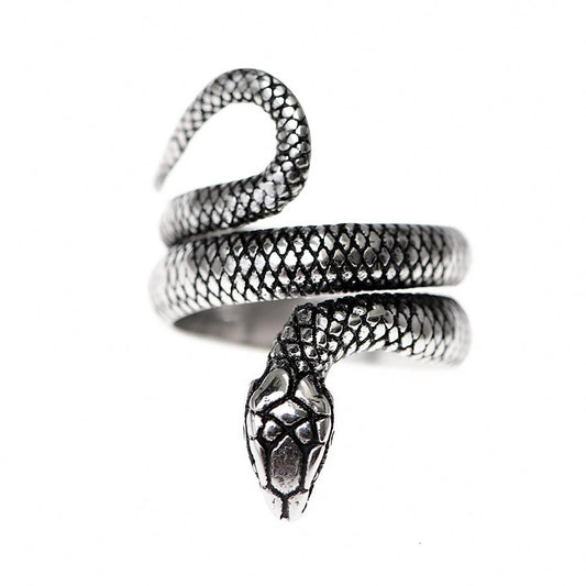 Silver rattlesnake ring