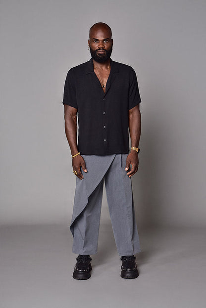 Black bowling regular fit shirt