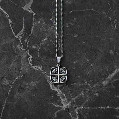 Compass silver necklace 60cm