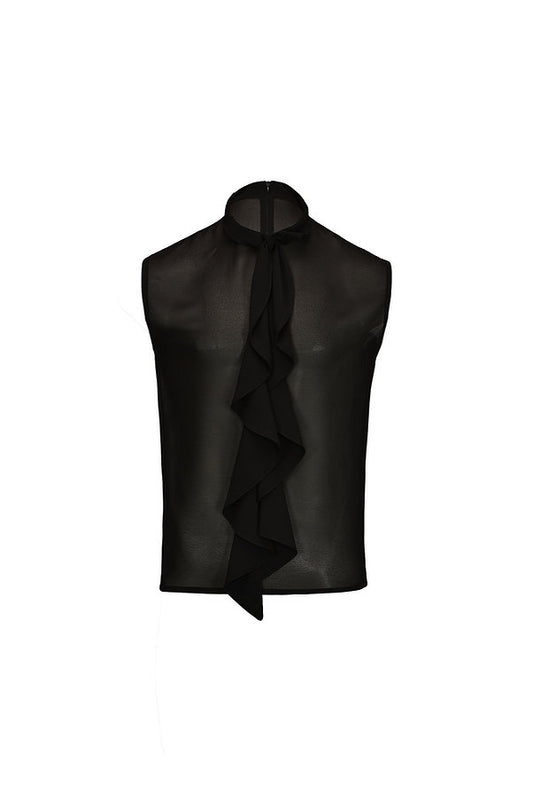 Sleeveless Chiffon Ruffle Shirt