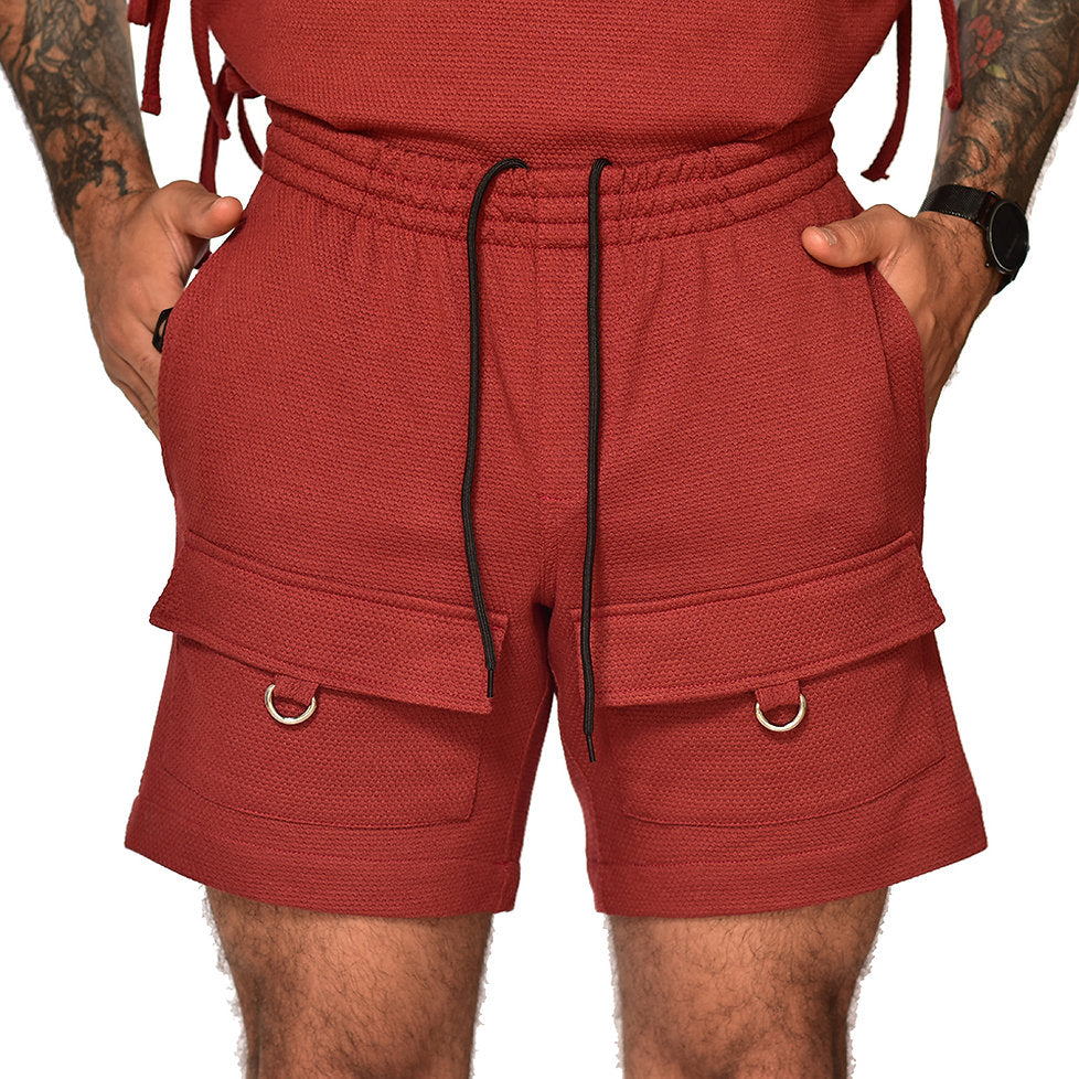 Terracotta lace frannel shorts