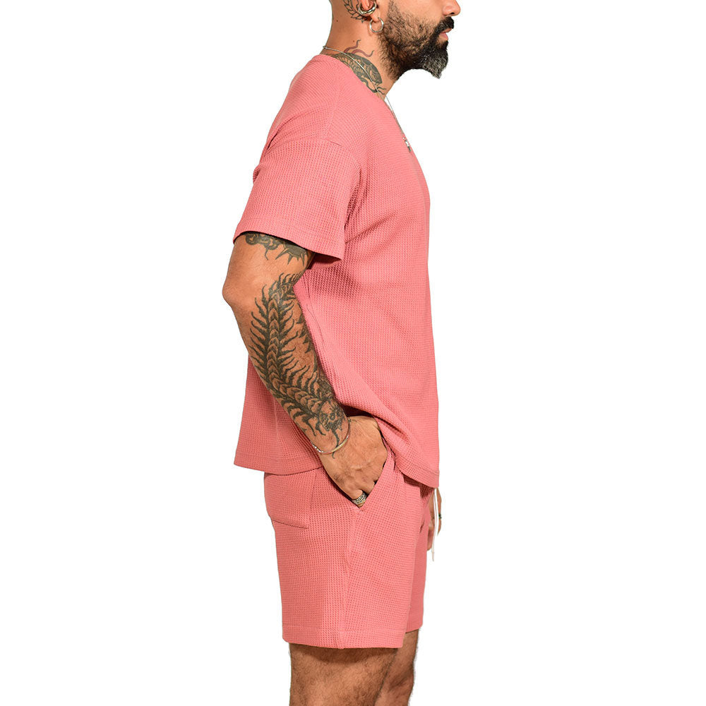 Two-piece fighter t-shirt and flannel shorts set