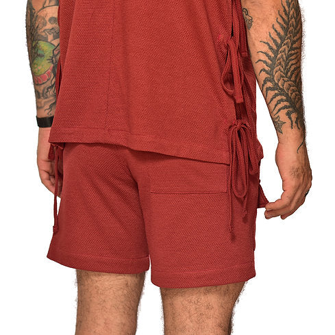 Terracotta lace frannel shorts