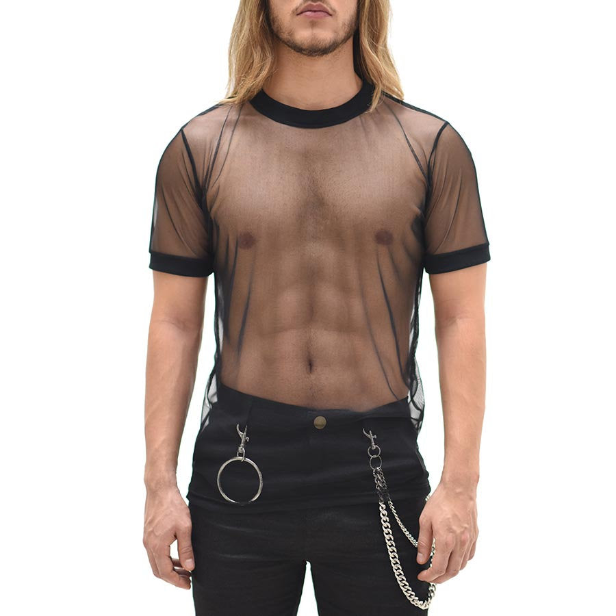 Transparent slim fit t-shirt black