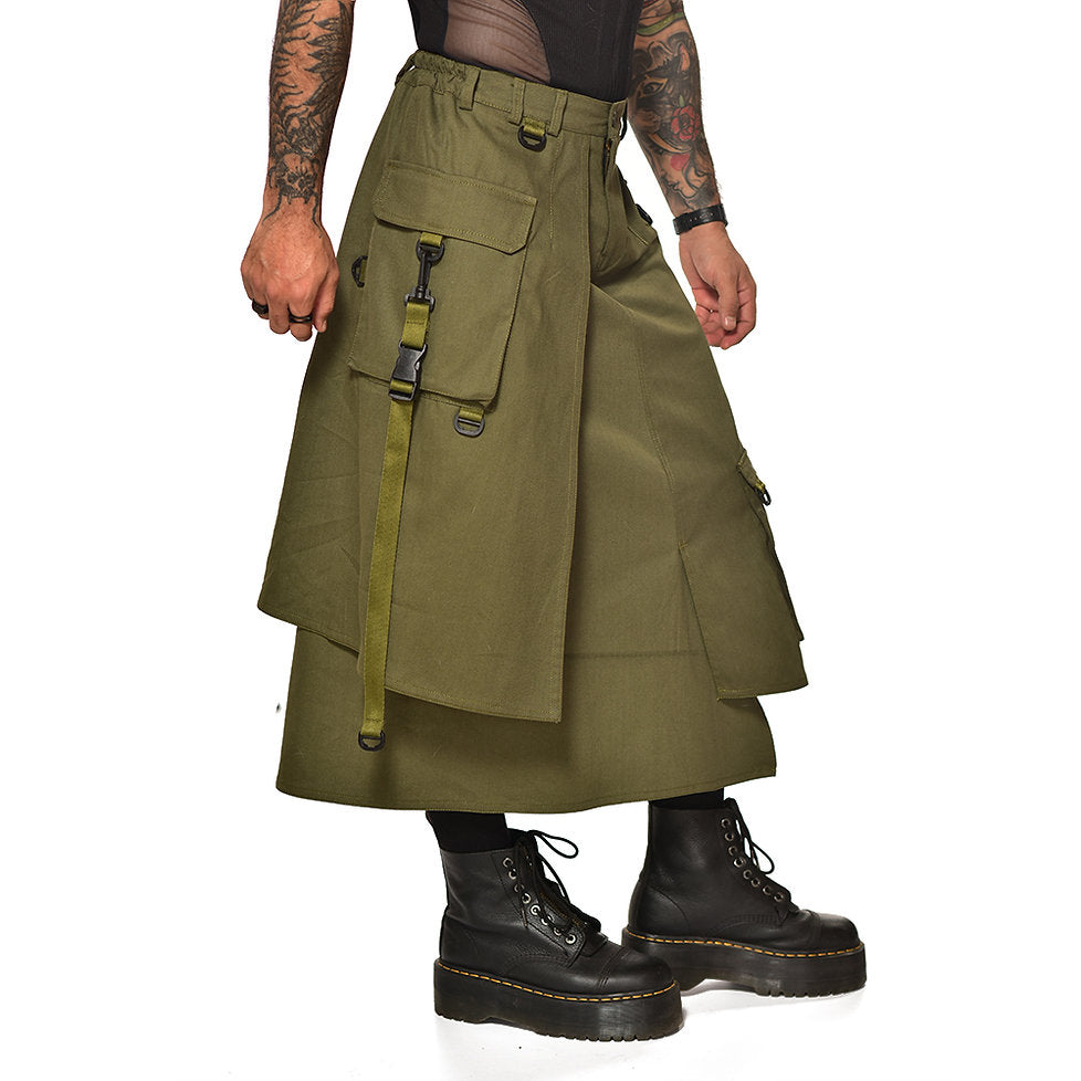 Military cargo techwear skirt
