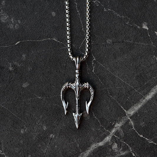 Silver trident necklace 60cm