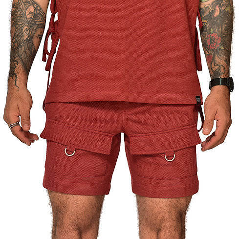Terracotta lace frannel shorts