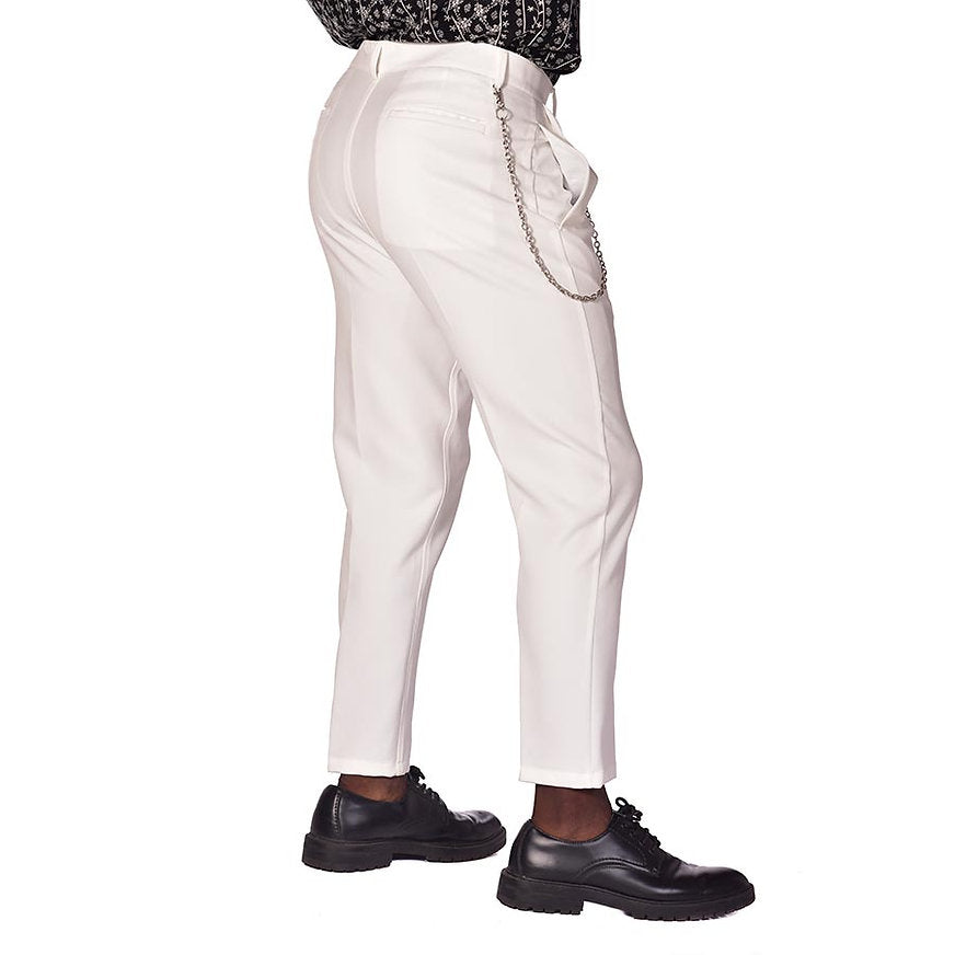 Baggy pants with ivory white presses