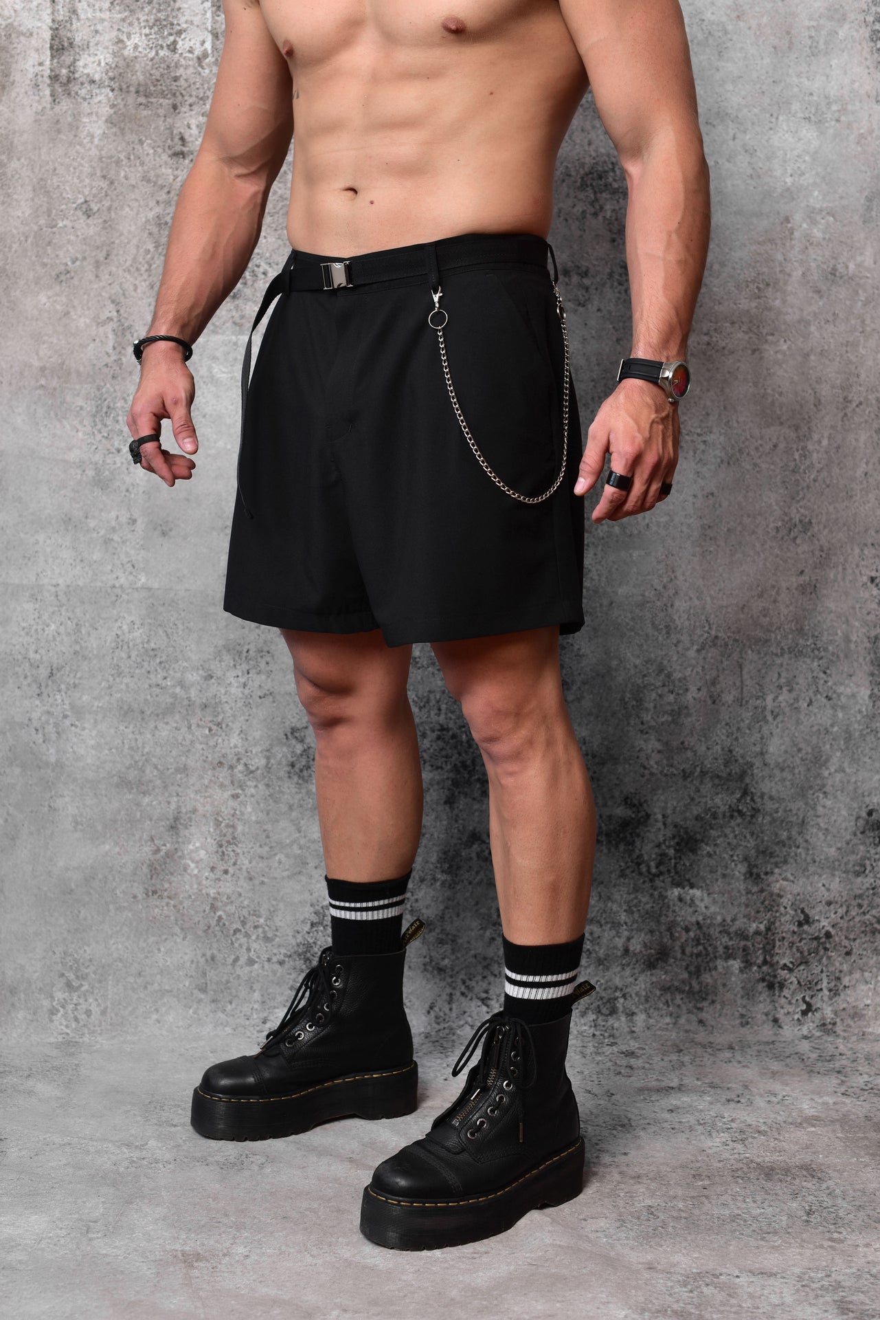 Black mini baggy shorts