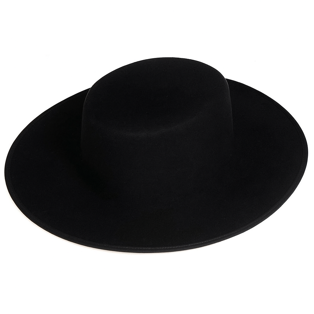 Extra-long black Cordovan hat with high cup