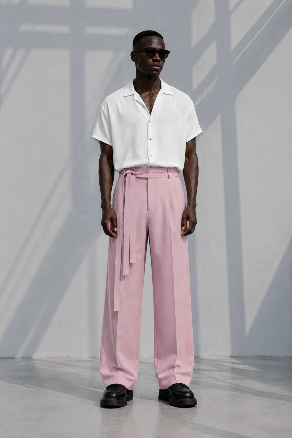 Pink Baggy Double Strap Pants