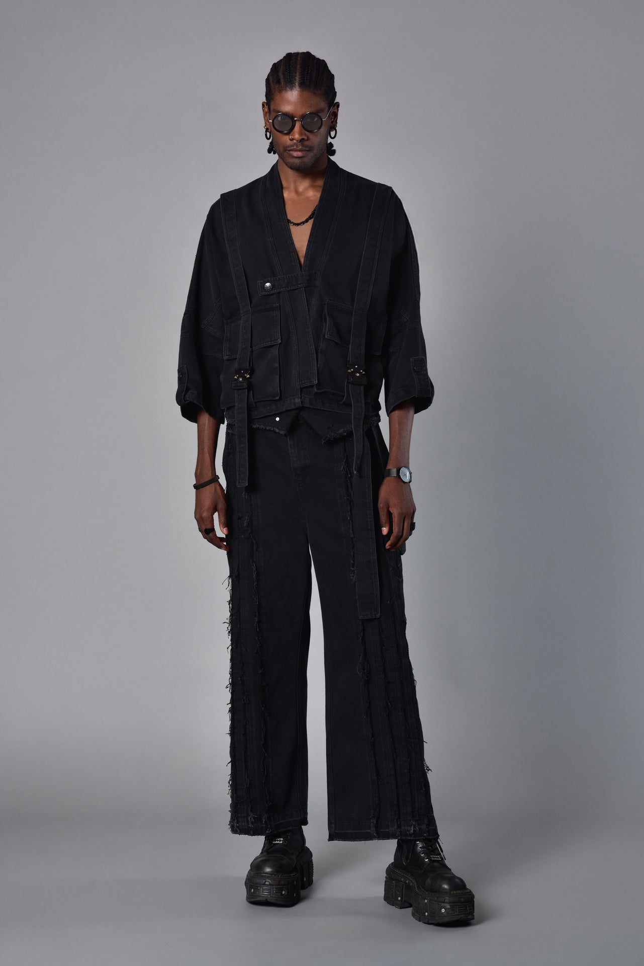 Kimono cargo denim black