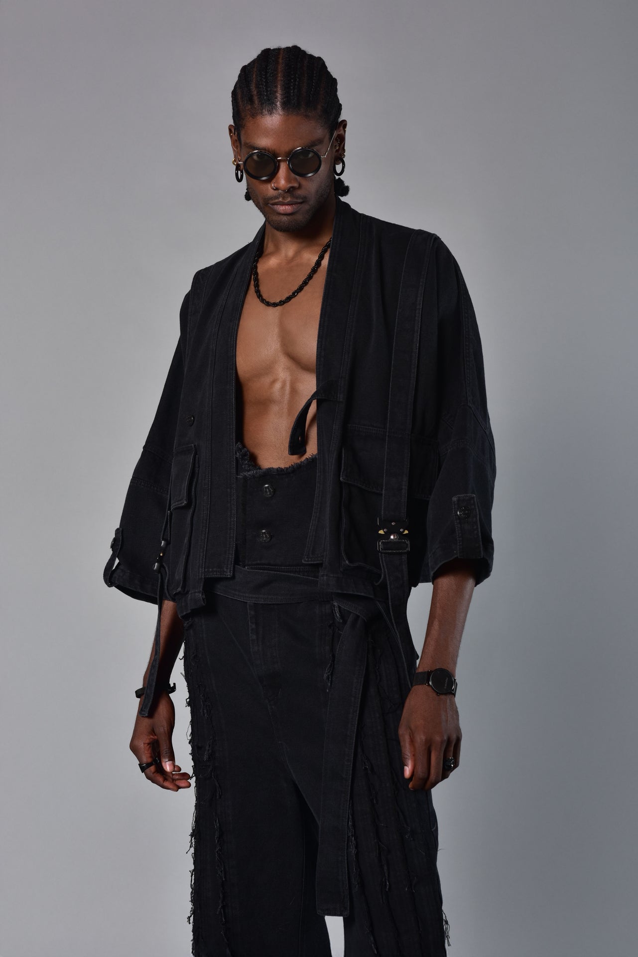 Kimono cargo denim black