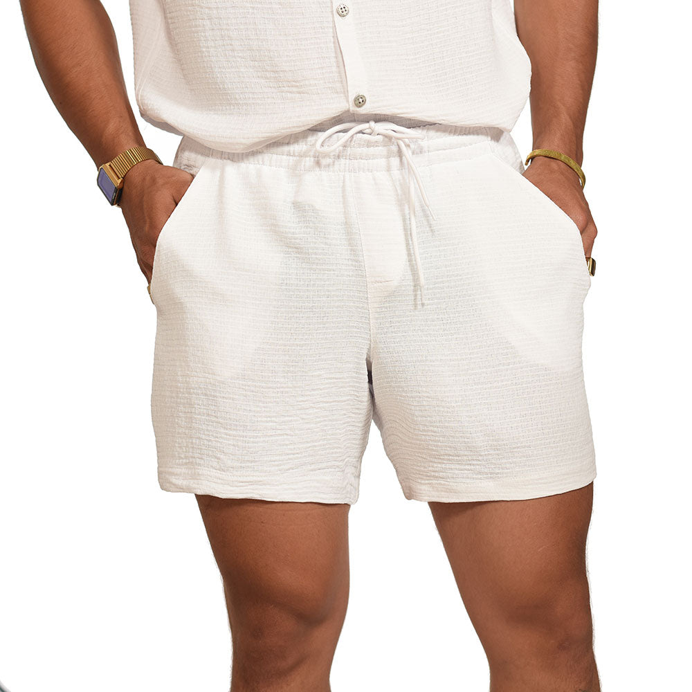 Two-piece set of boxy fit shirt and beach shorts
