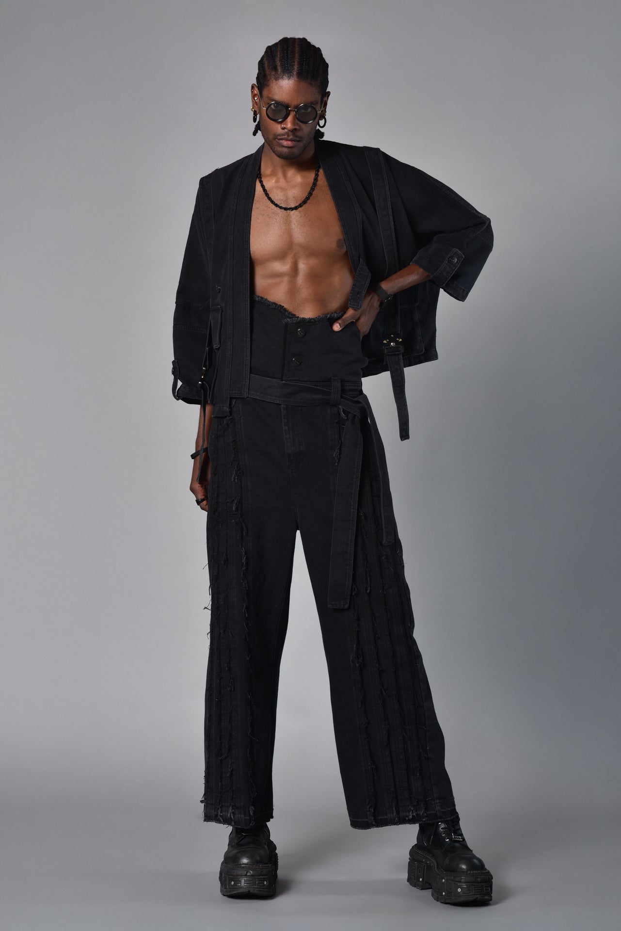 Kimono cargo denim black