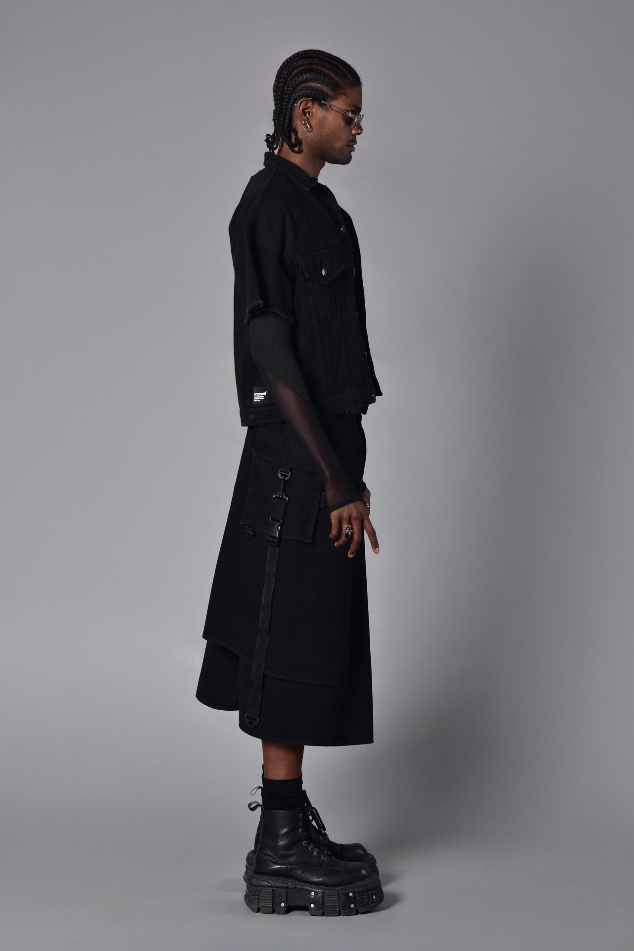 Black Denim Cargo Jacket