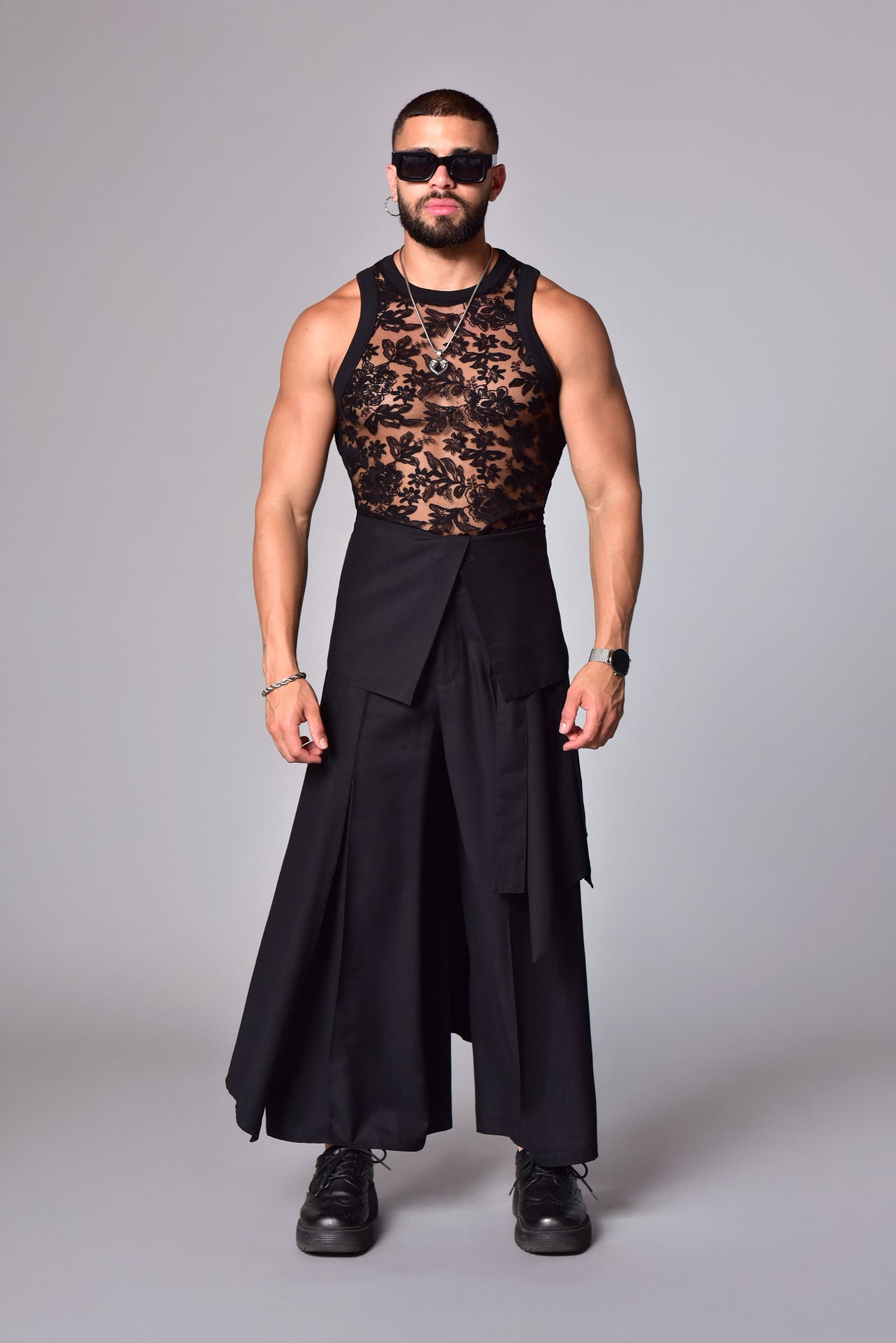 High waist layered skort skirt