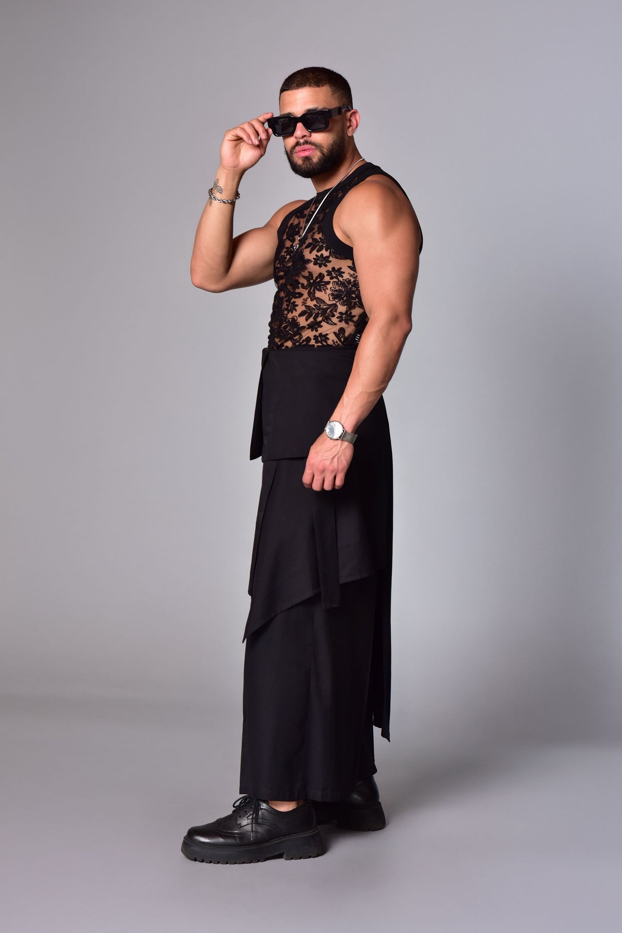 High waist layered skort skirt