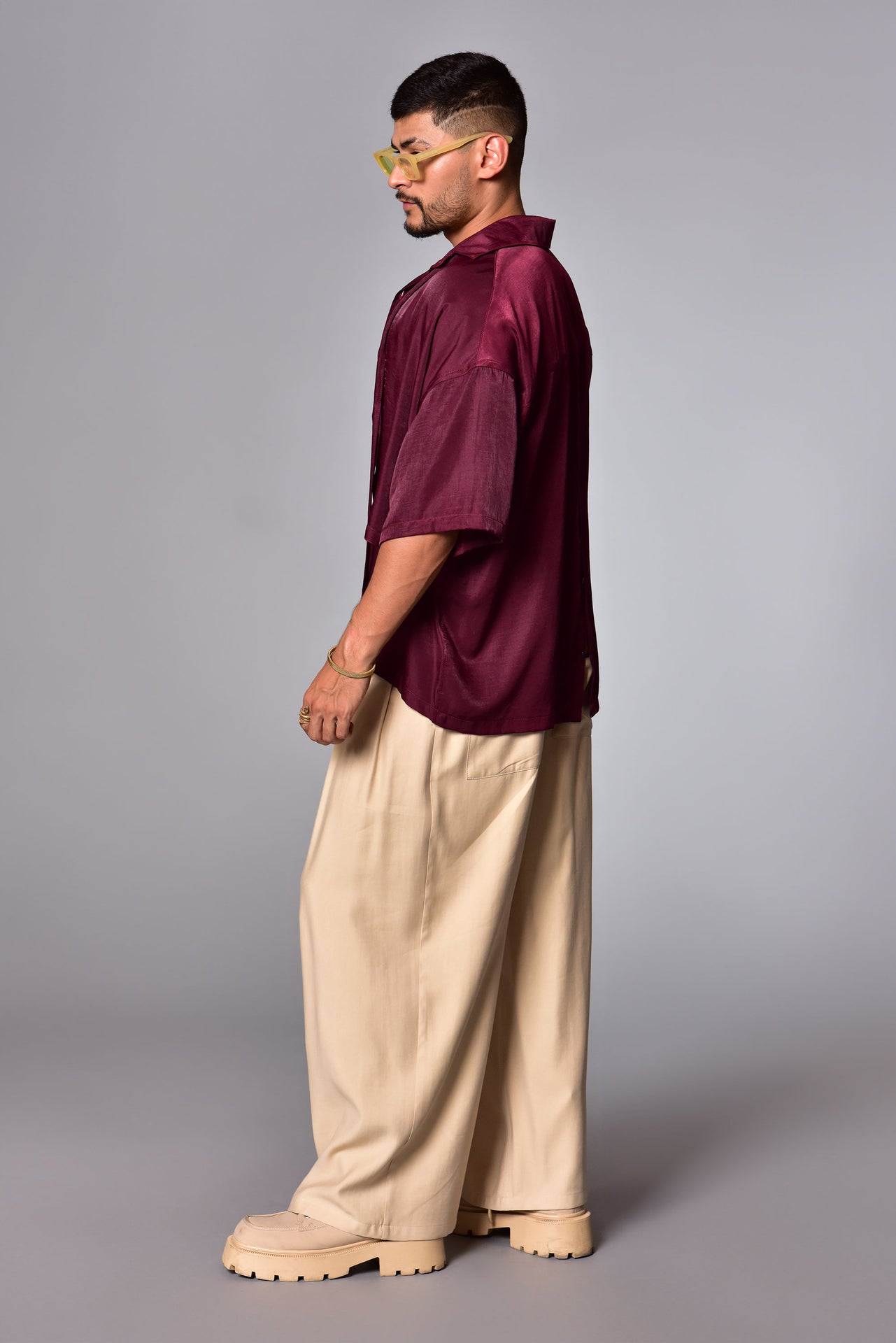 Burgundy Boxy Fit crop top shirt