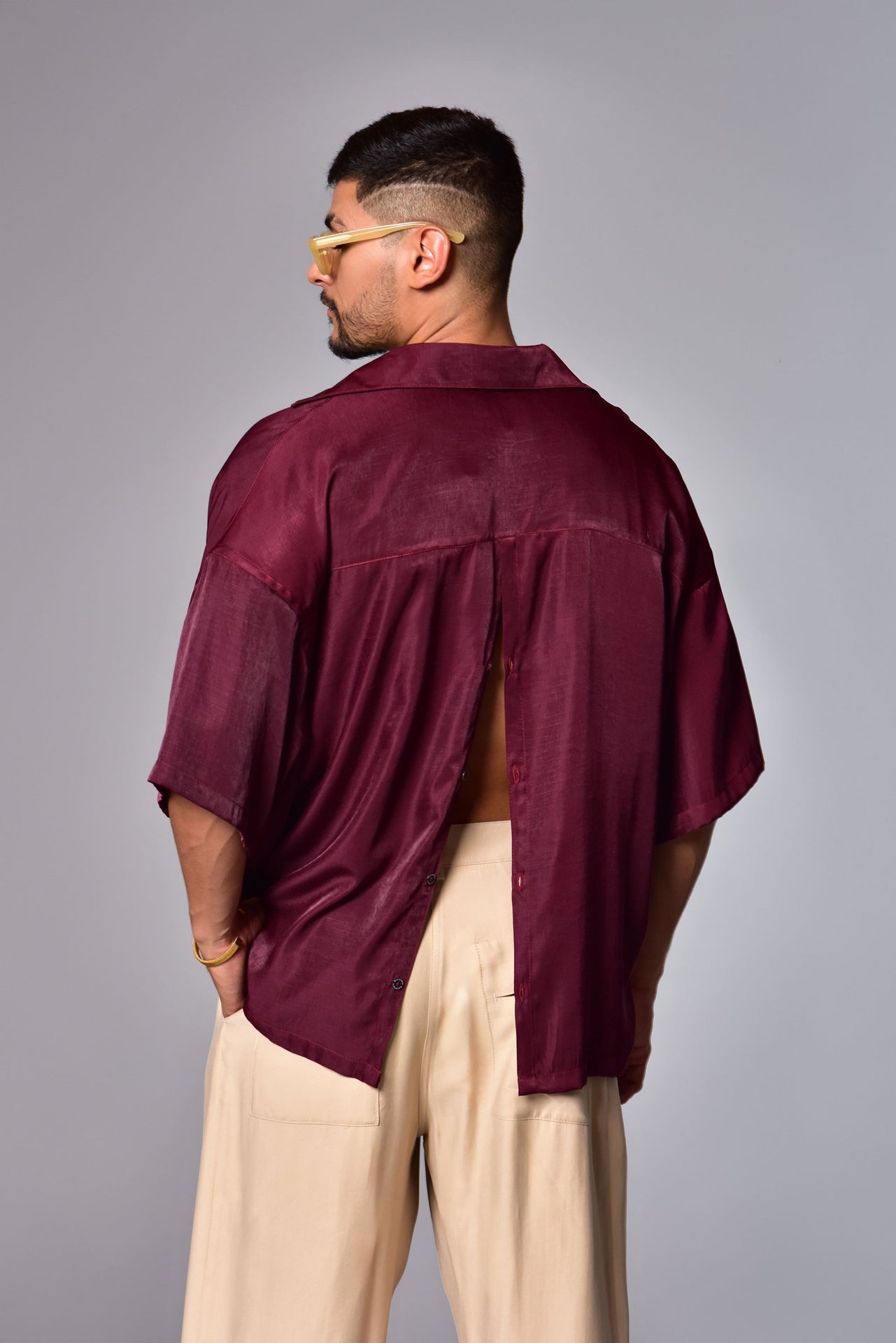 Burgundy Boxy Fit crop top shirt