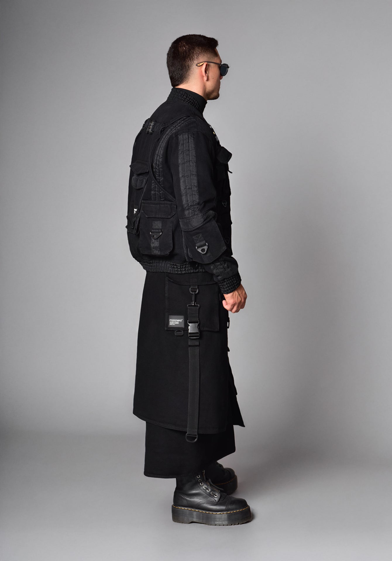 Black Techwear Neo-Cargo Skirt