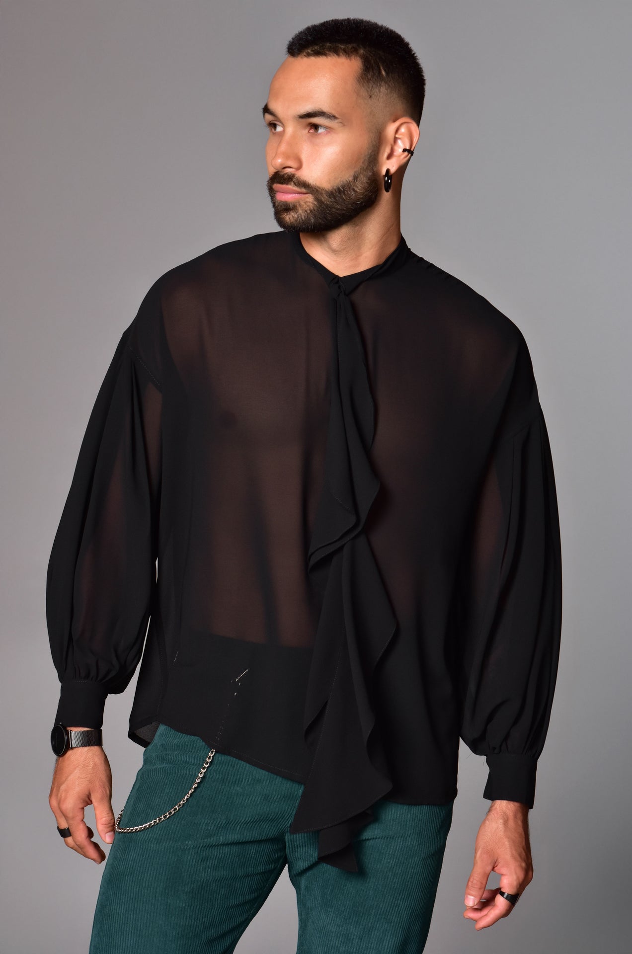 Elora Ruffled Sheer Shirt