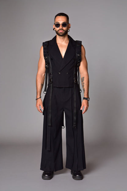 Black Techwear Tailoring Vest
