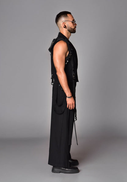 Black Techwear Tailoring Vest