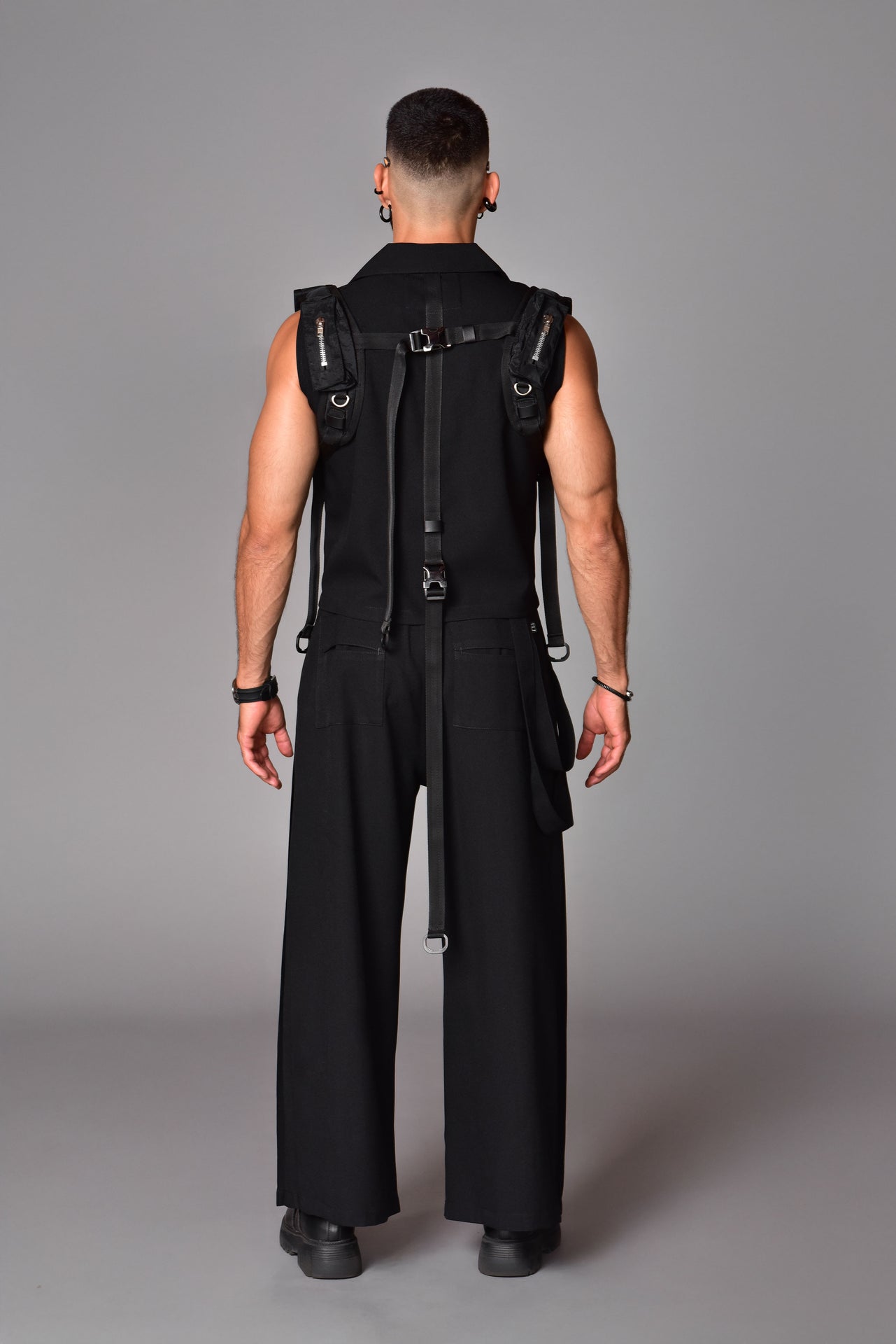 Black Old Money Techwear Vest