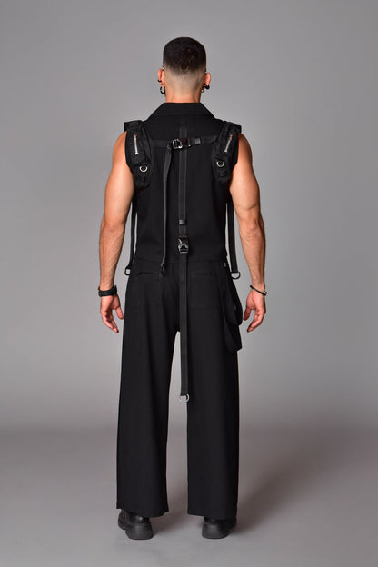 Black Techwear Tailoring Vest