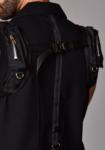 Black Techwear Tailoring Vest